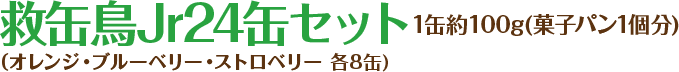 救缶鳥Jr24缶セット 1缶約100g(菓子パン1個分) (オレンジ・ブルーベリー・ストロベリー各8缶)