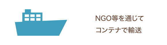 NGOの日本国際飢餓対策機構等を通じてコンテナで輸送