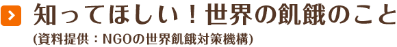 知ってほしい！世界の飢餓のこと (資料提供：NGOの世界飢餓対策機構)